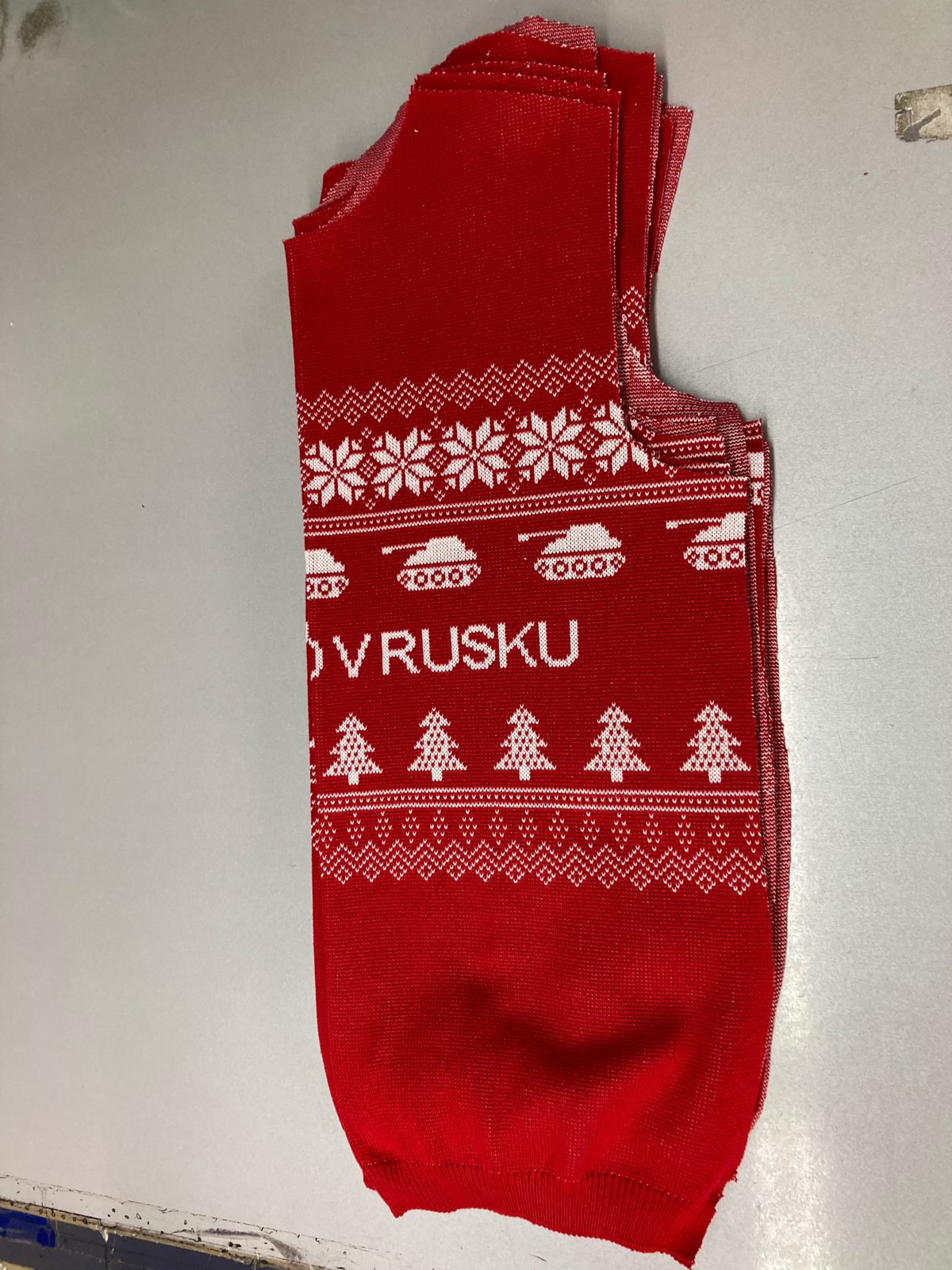 Cut sweater front panels